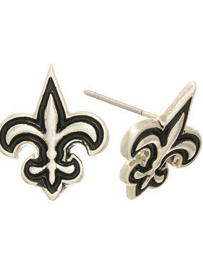 Fleur de Lis Dangle Metal Post Earrings - Fleur de lis - New Orleans Saints